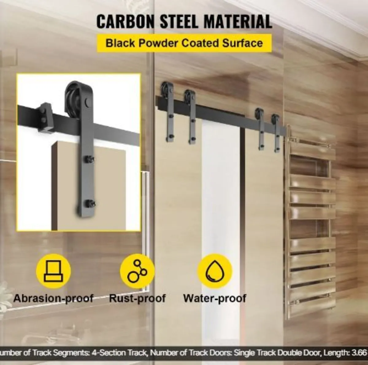 Sliding Barn Door Hardware Kit, 365.8 cm - Image 2