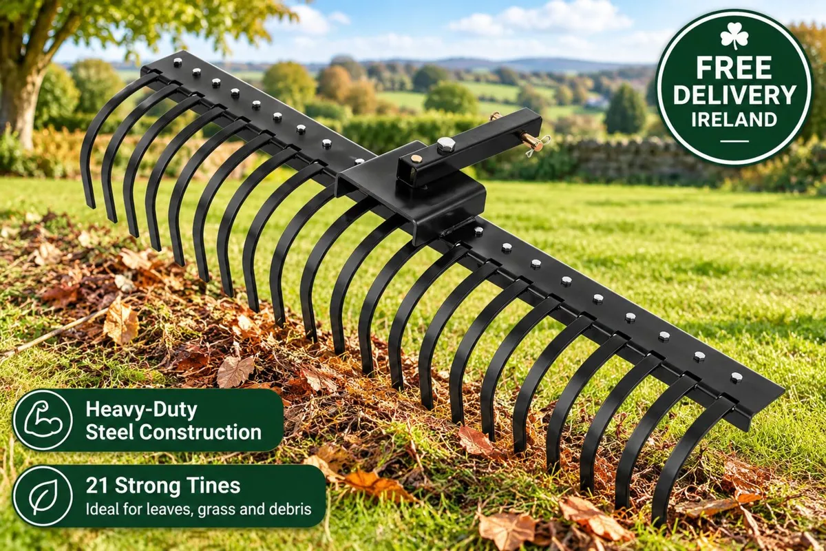 60 Inch Tow Behind Landscape Rake Heavy Duty 21 Ti - Image 1