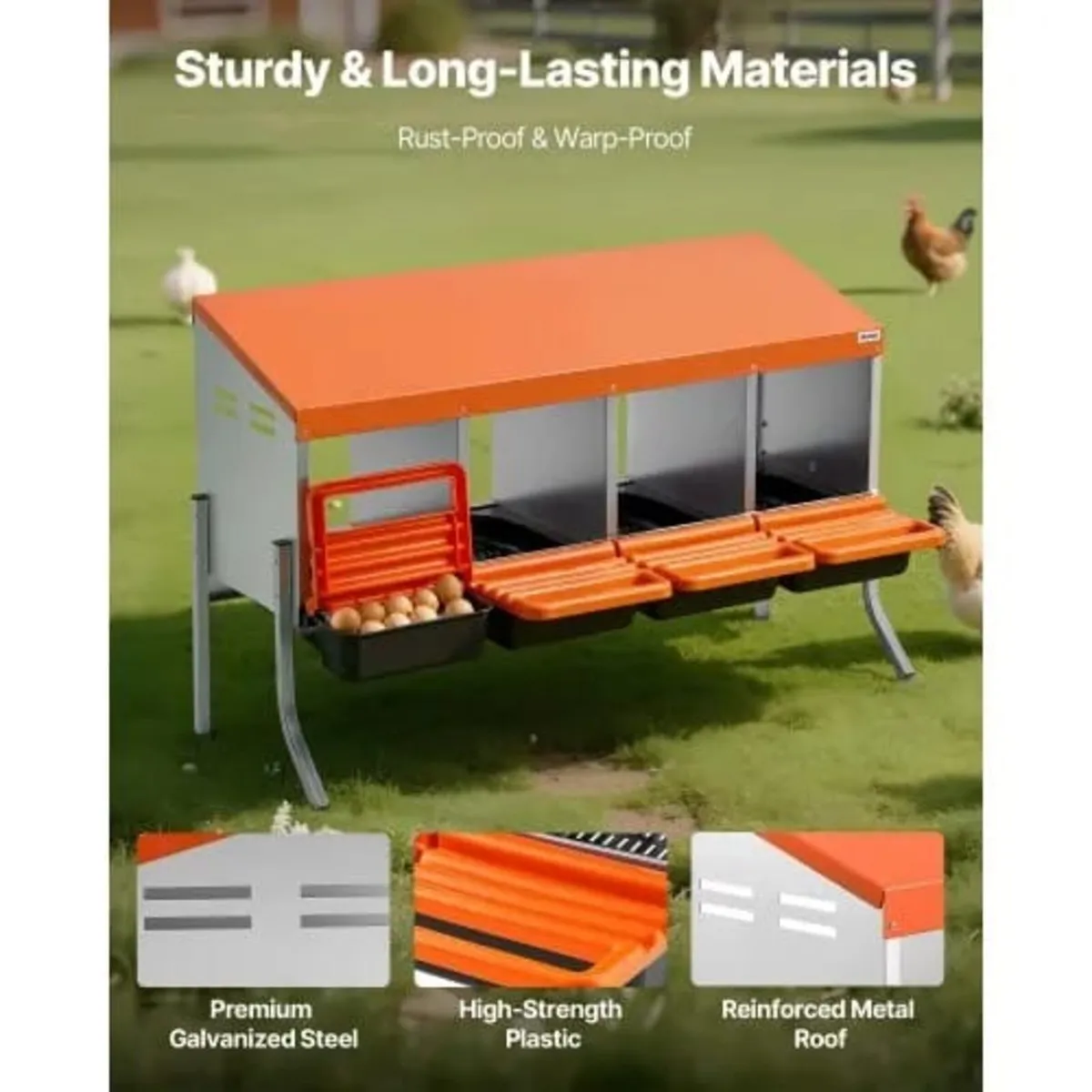 Chicken Nesting Boxes, 4 Compartments, with Suppor - Image 2