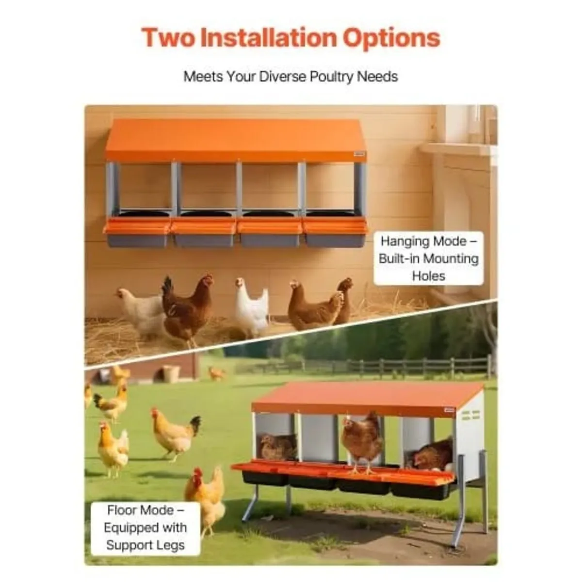 Chicken Nesting Boxes, 4 Compartments, with Suppor - Image 3