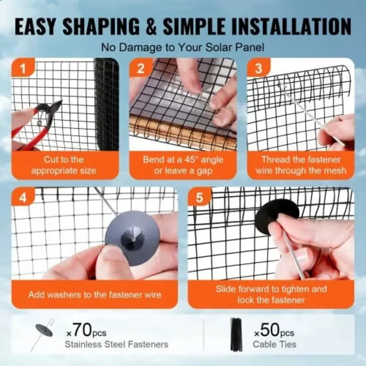 20 x 3048 cm Solar Panel Bird Guard Critter Guard - Image 2