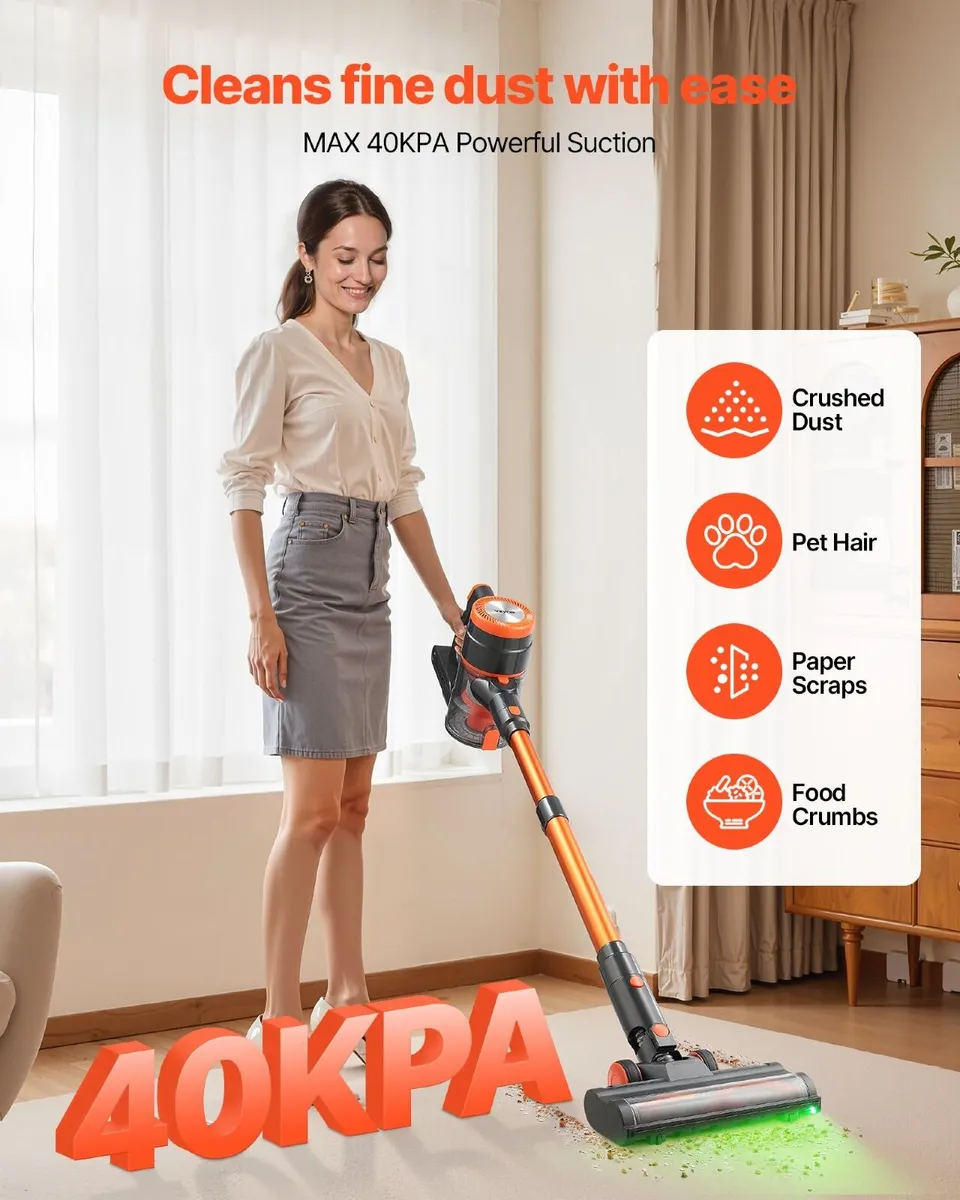 Cordless Stick Vacuum 40kPa, 47min Runtime - Image 2