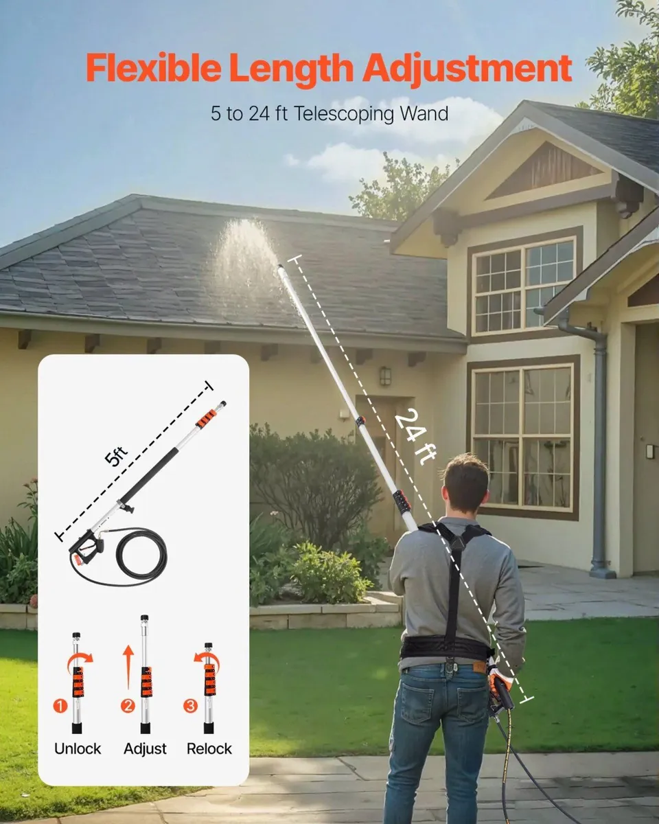 24ft Pressure Washer Telescopic Wand - Image 2