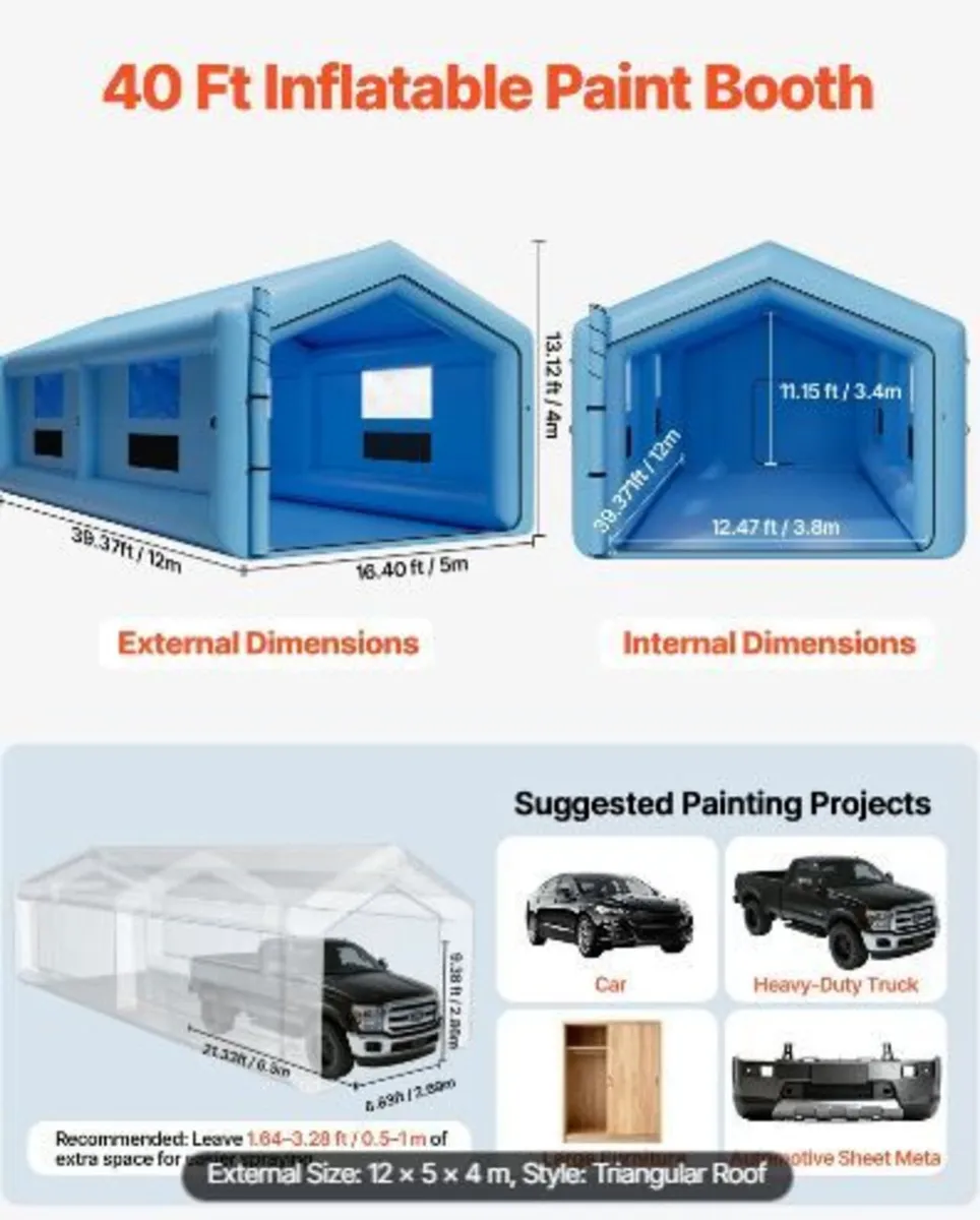 Inflatable Paint Booth, 12 x 5 x 4 m, Inflatable - Image 1