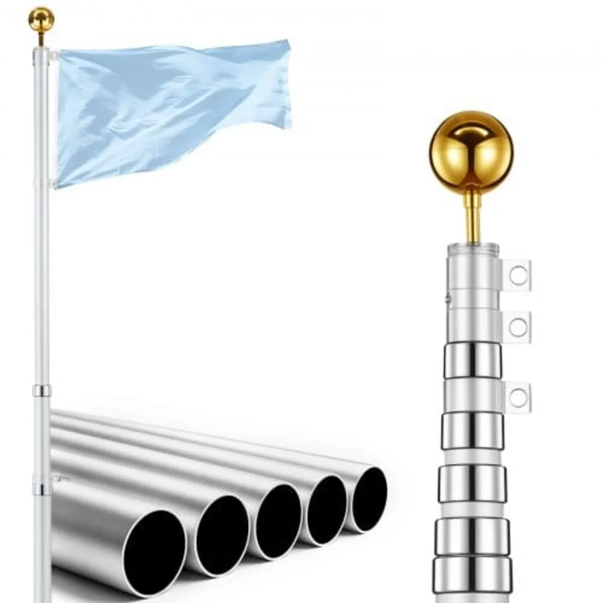 Flag Pole, 9.14 m Heavy Duty Telescopic Flagpole K - Image 1