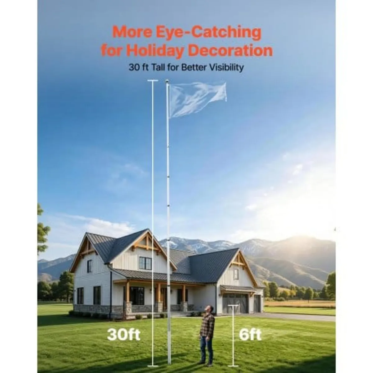 Flag Pole, 9.14 m Heavy Duty Telescopic Flagpole K - Image 2