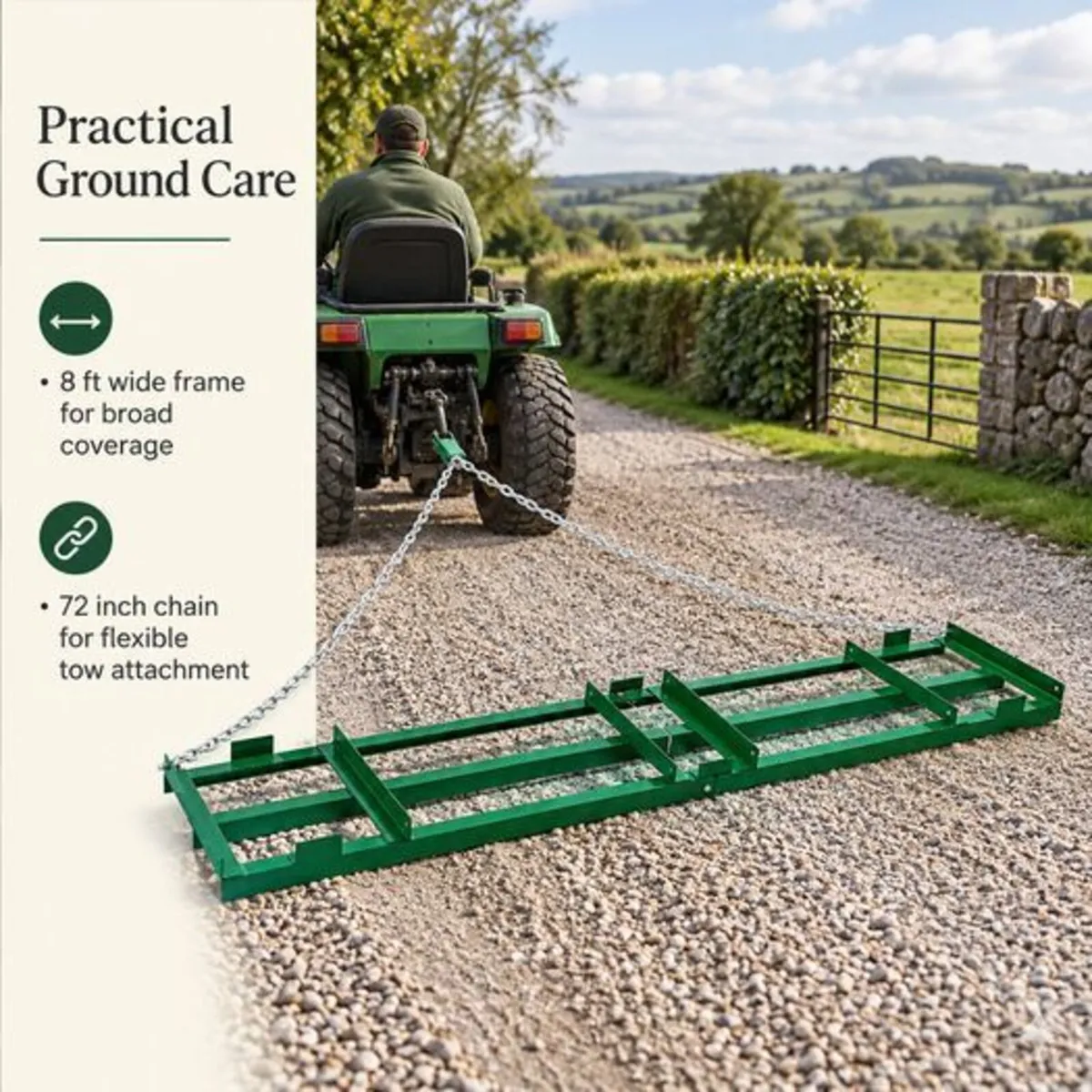 8 ft Tow Behind Drag Harrow for ATV Tractor and Dr - Image 4