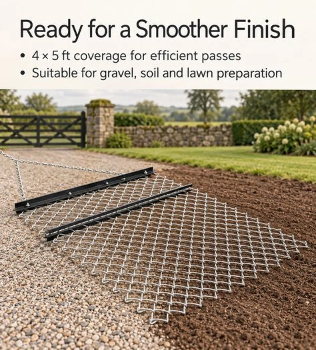 ATV Drag Harrow 4ft x 5ft Tractor Driveway Levelle - Image 1