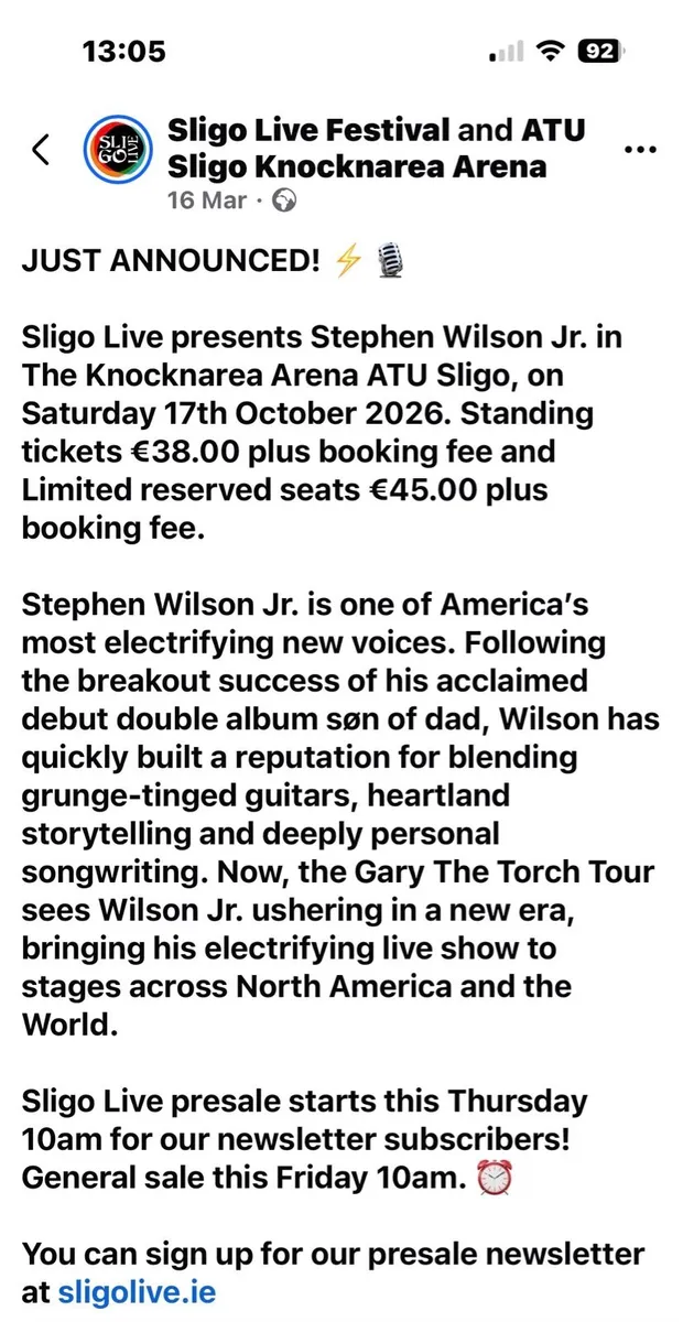 Stephen Wilson Jr. tickets - Image 2
