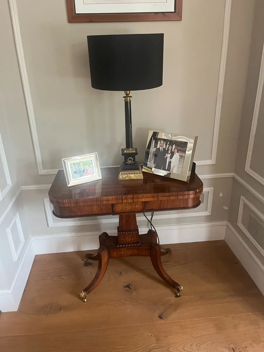 Pair of Antique  Rosewood inlaid Card tables - Image 3