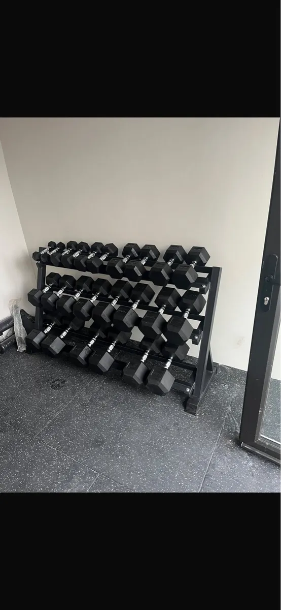 Hex Dumbbell Set 2.5kg–30kg + 3 Tier Storage Rack - Image 1