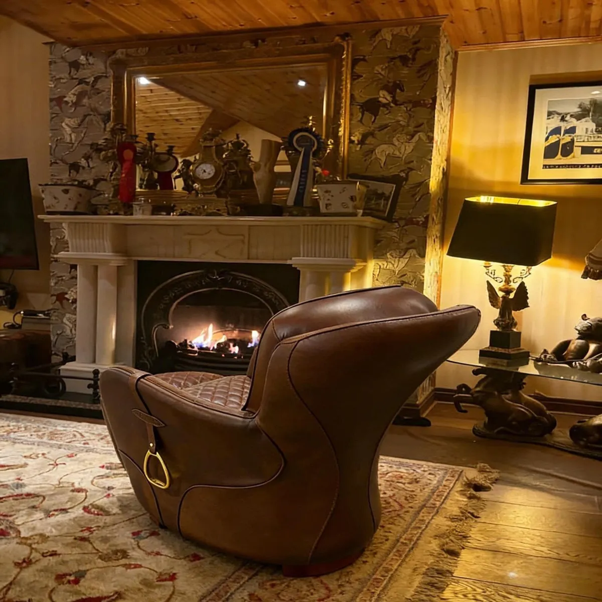 Leather Recliner chair and footstool - Image 4