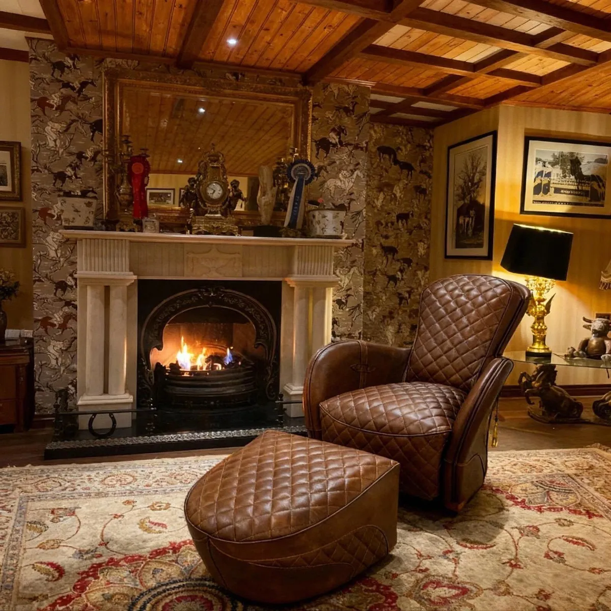 Leather Recliner chair and footstool - Image 1