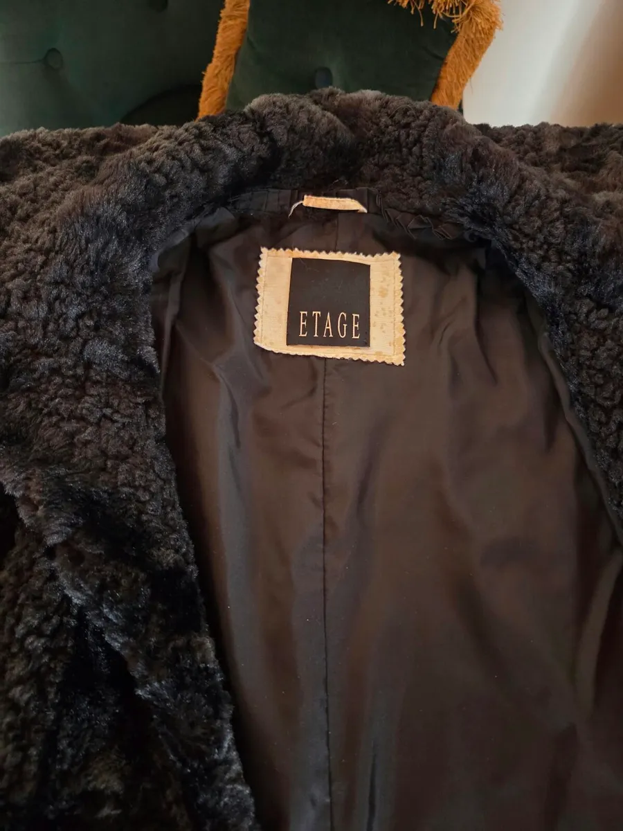 Etage Black Faux Fur Long Coat – UK 14 - Image 2