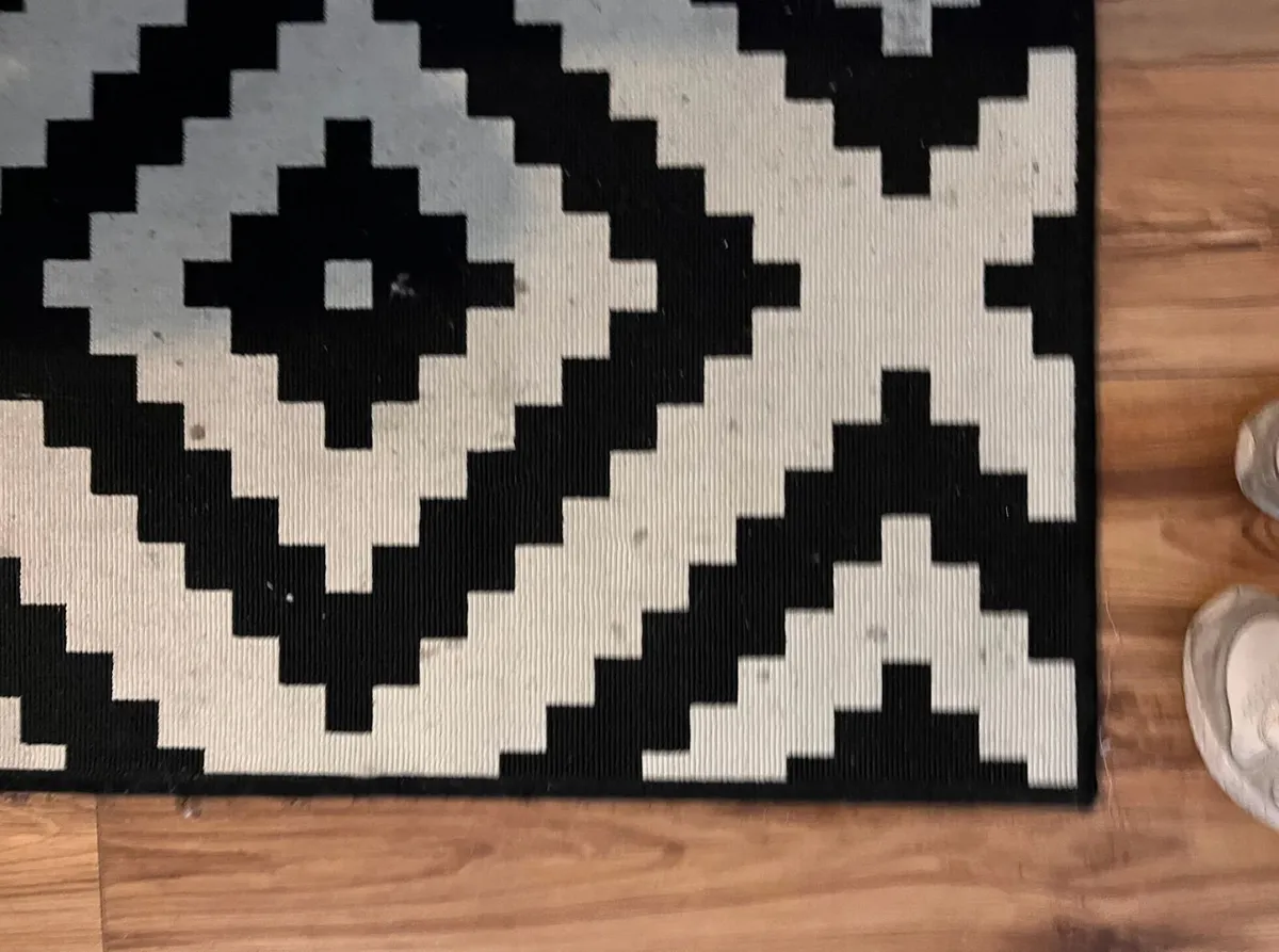 Pair of Large IKEA Black & White Geometric Rugs - Image 3