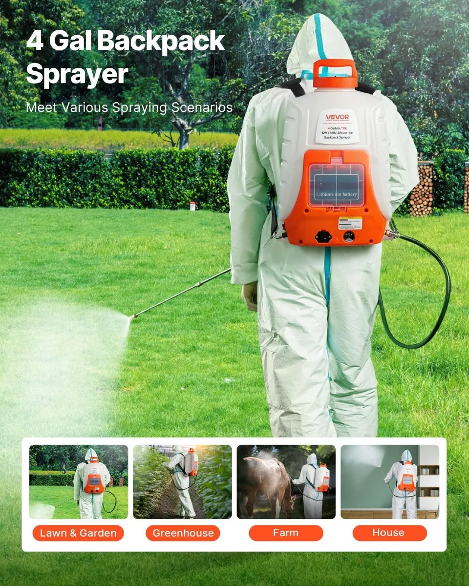 Battery Backpack Sprayer 15L, 0-90 PSI - Image 2