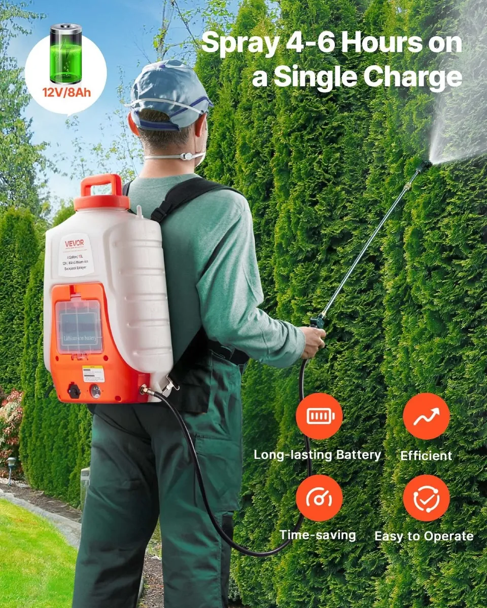 Battery Backpack Sprayer 15L, 0-90 PSI - Image 3