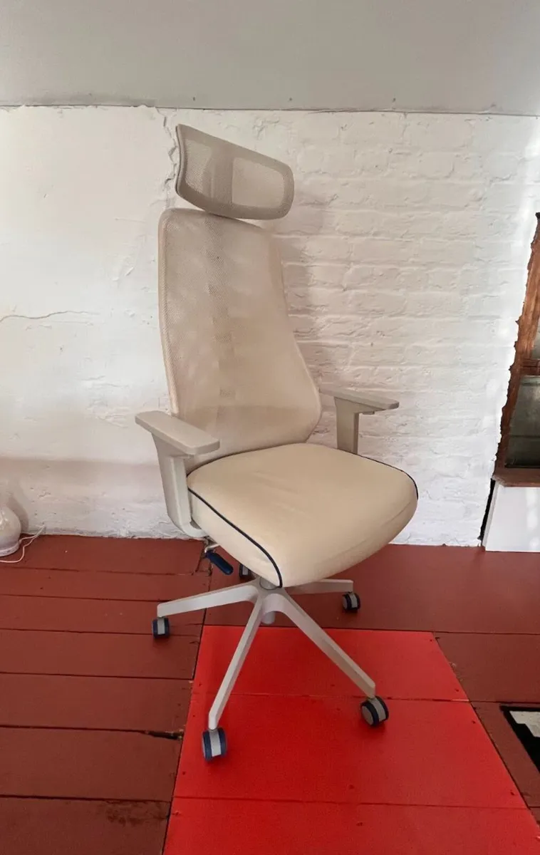 Large IKEA Table, 5 Office Chairs & 2 Fans - Image 3