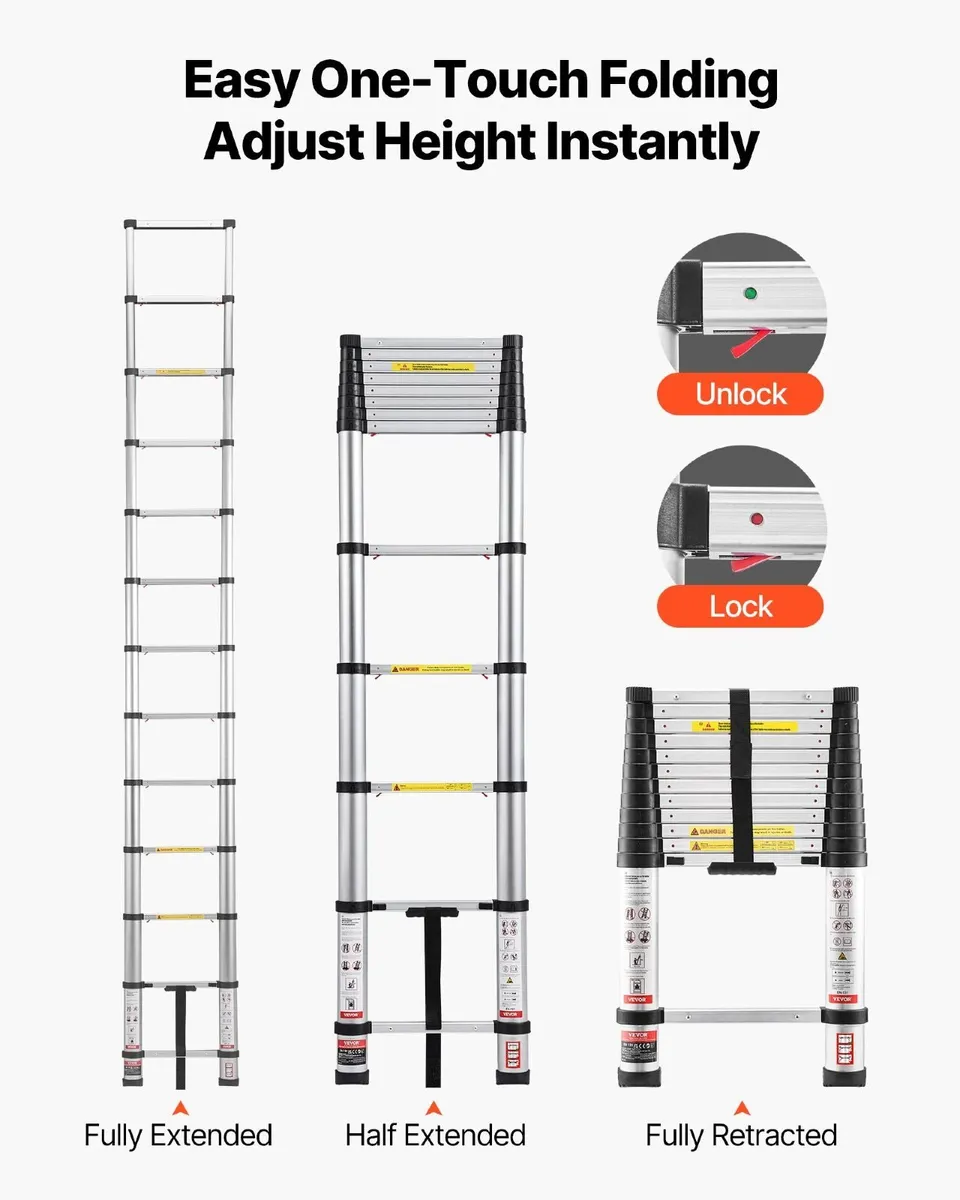 3.8m Telescopic Aluminium Ladder - Image 4