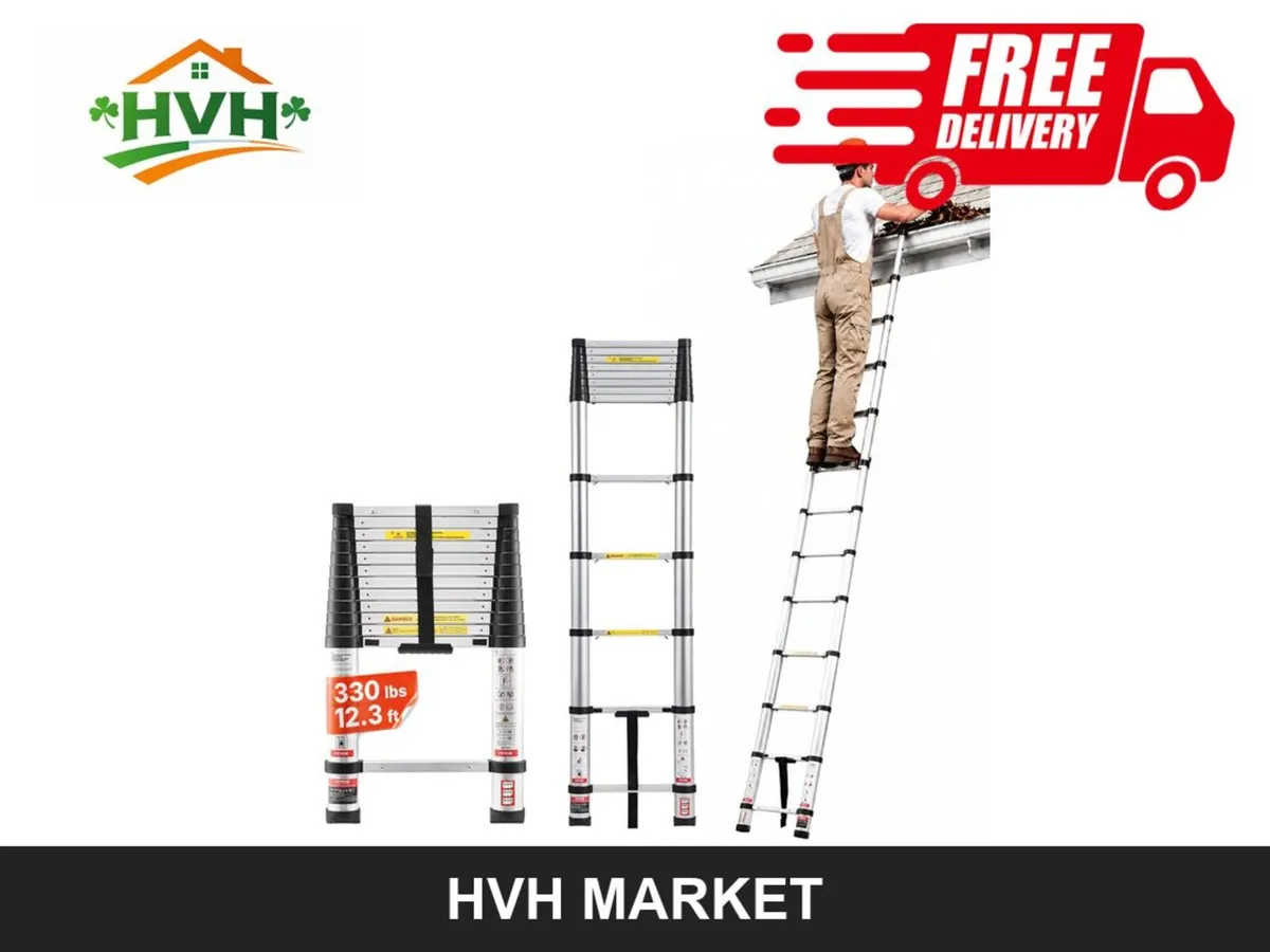 3.8m Telescopic Aluminium Ladder - Image 1