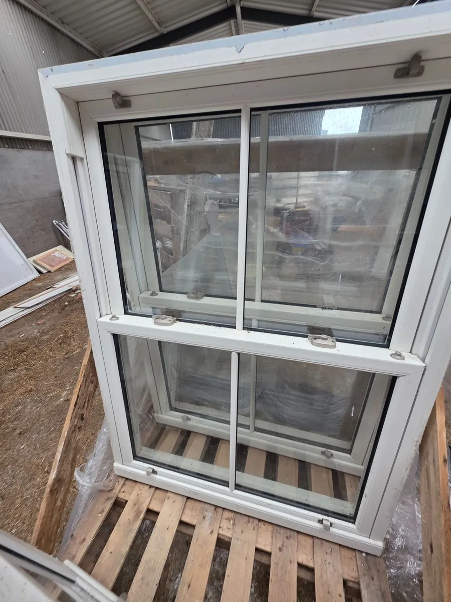 2 x White uPVC Sliding Sash Windows - Image 1
