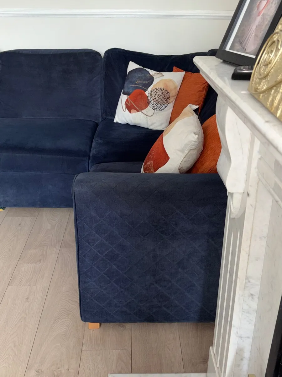 Dark blue / navy L couch matching swivel chair - Image 3