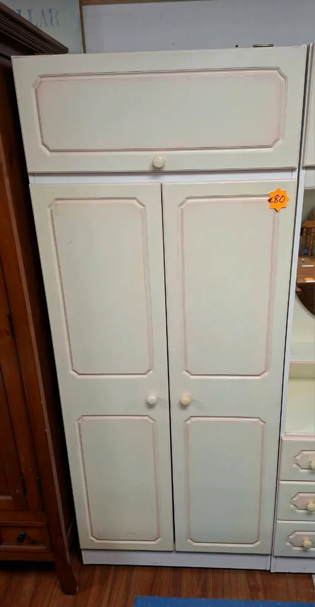 CREAM WARDROBE AND DRESSER WIRH MIRROR - Image 2