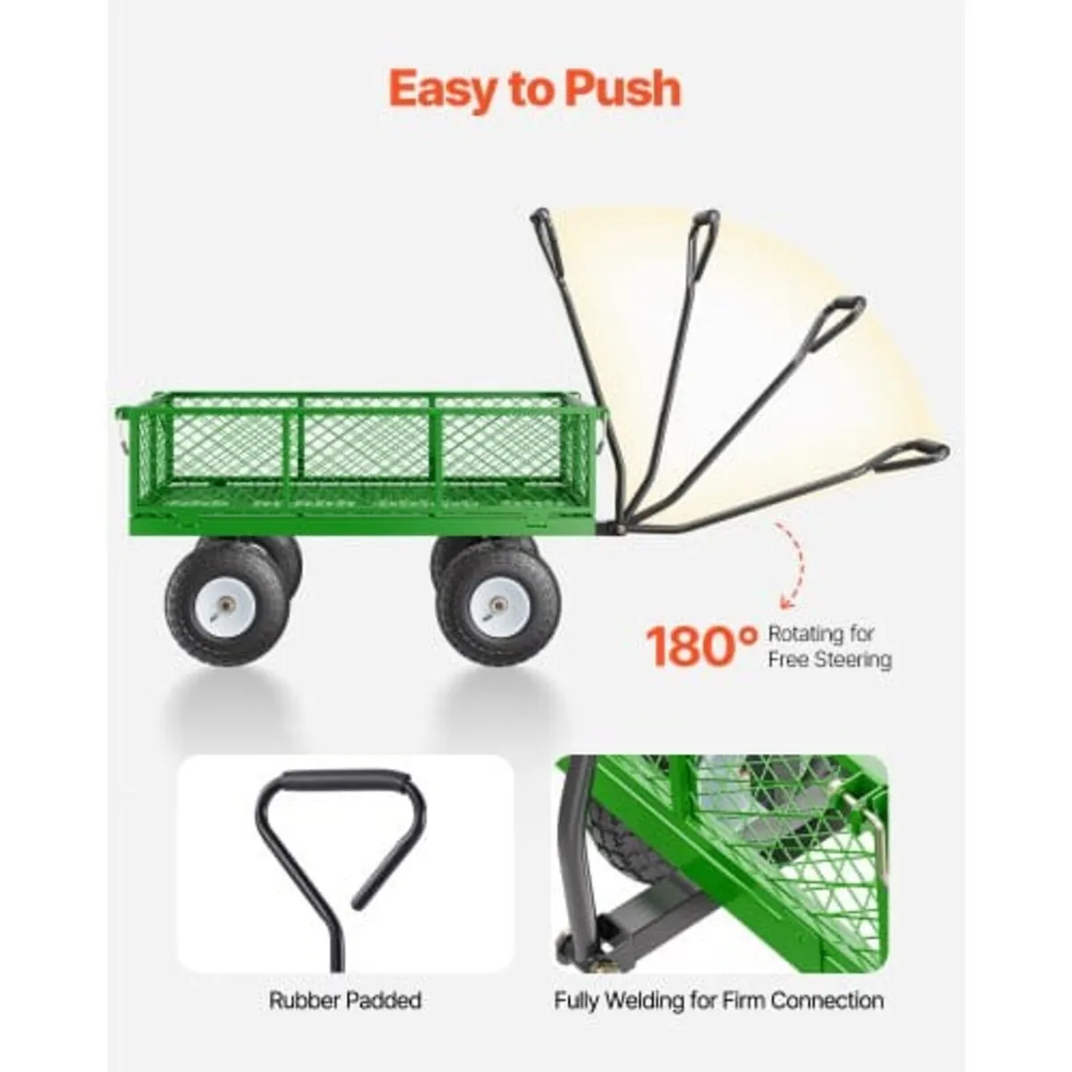 900 Lbs Steel Garden Cart on Wheels, Heavy Duty Pu - Image 4