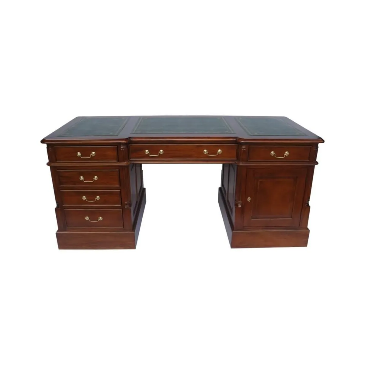 Office Desk Mahogany wood/ Green Leather - Image 4