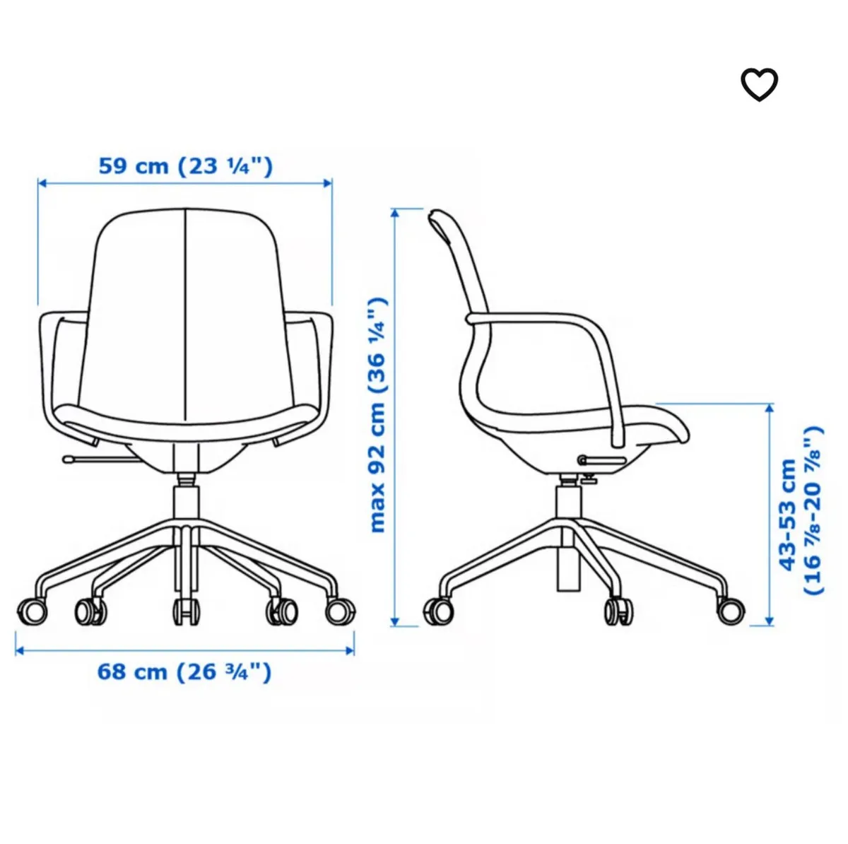 6 × IKEA LÅNGFJÄLL Office Chairs - Image 2