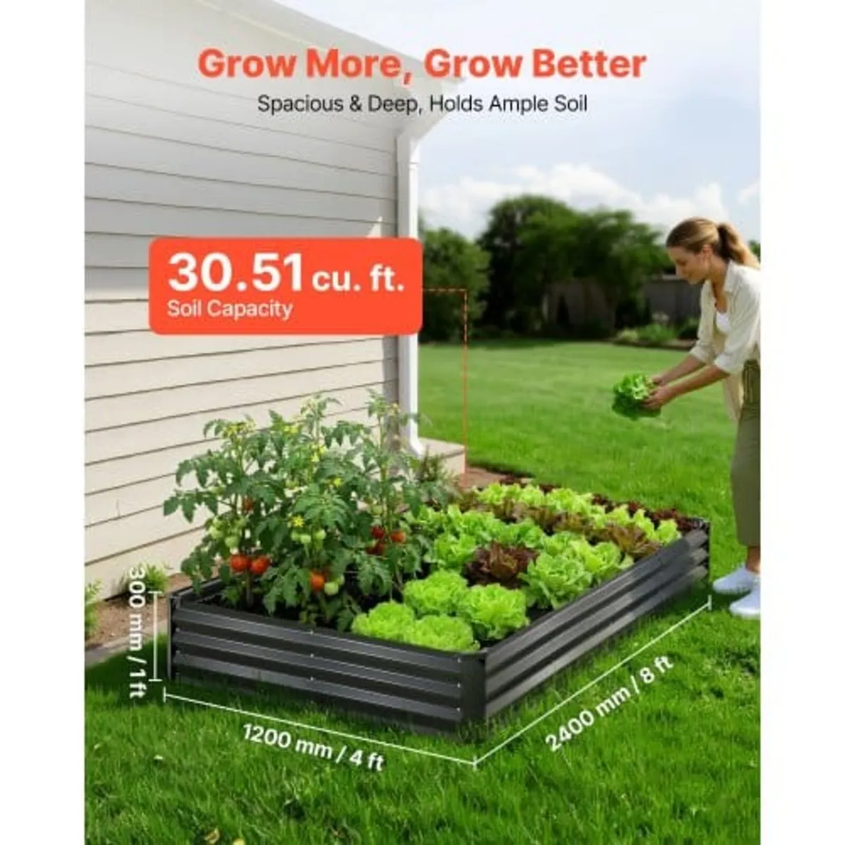 2 Pack Galvanized Raised Garden Beds, 2400 x 1200 - Image 3