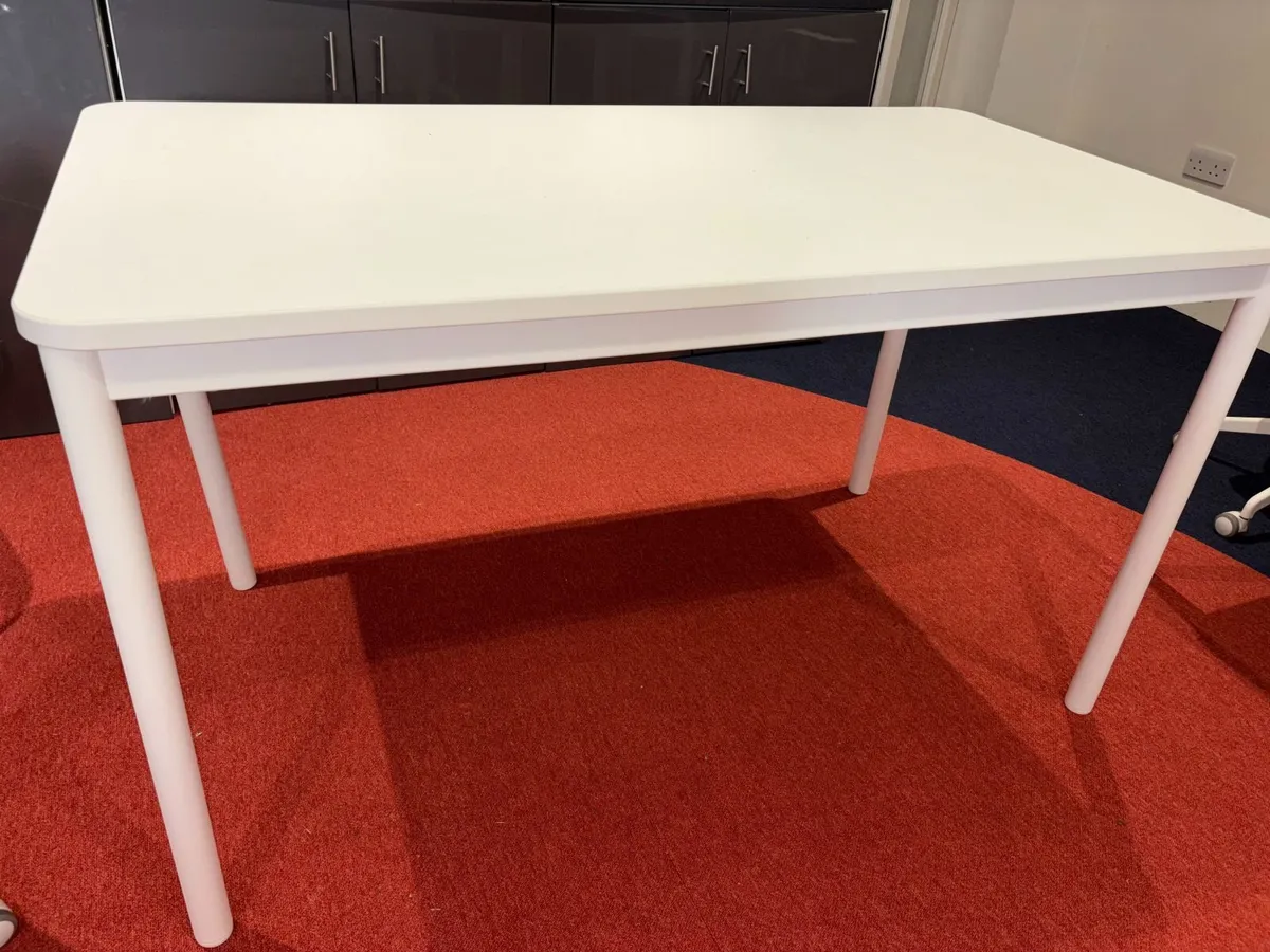 4 × IKEA TOMMARYD Desks White tabletops with light - Image 4