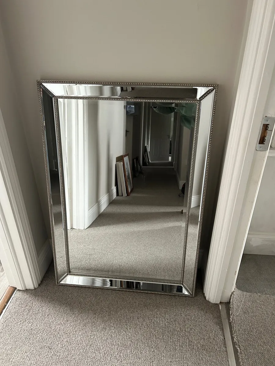Bevelled silver mirror - Image 1