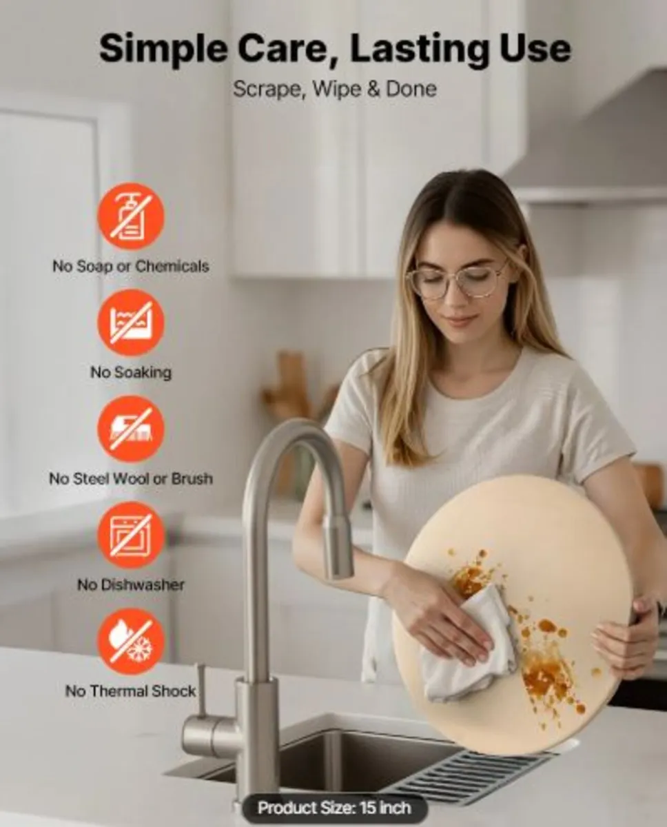 Pizza Stone, 381 mm Round Cordierite Pizza Stone, - Image 2