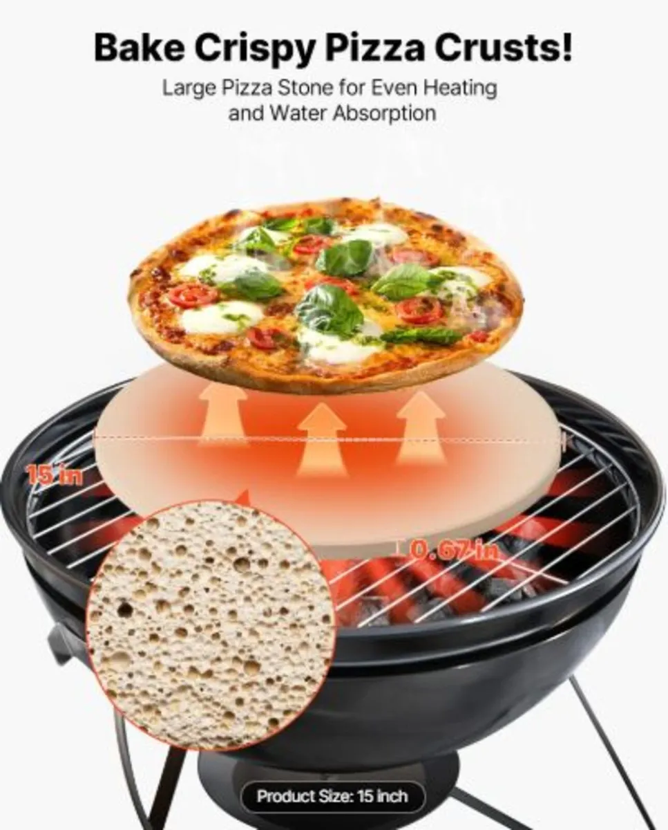 Pizza Stone, 381 mm Round Cordierite Pizza Stone, - Image 4