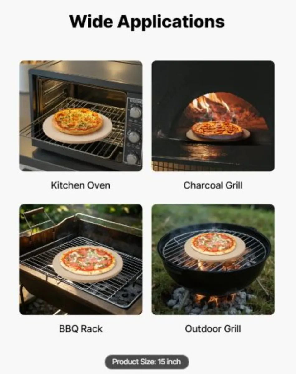 Pizza Stone, 381 mm Round Cordierite Pizza Stone, - Image 3