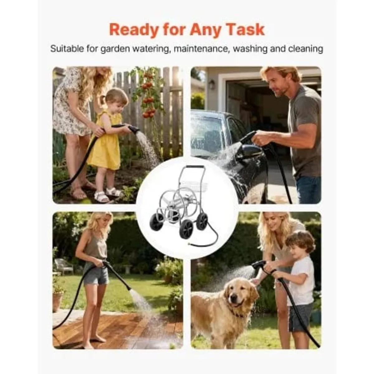 Hose Reel Cart, Hold Up to 91.44 m of 1.59 cm Hose - Image 4
