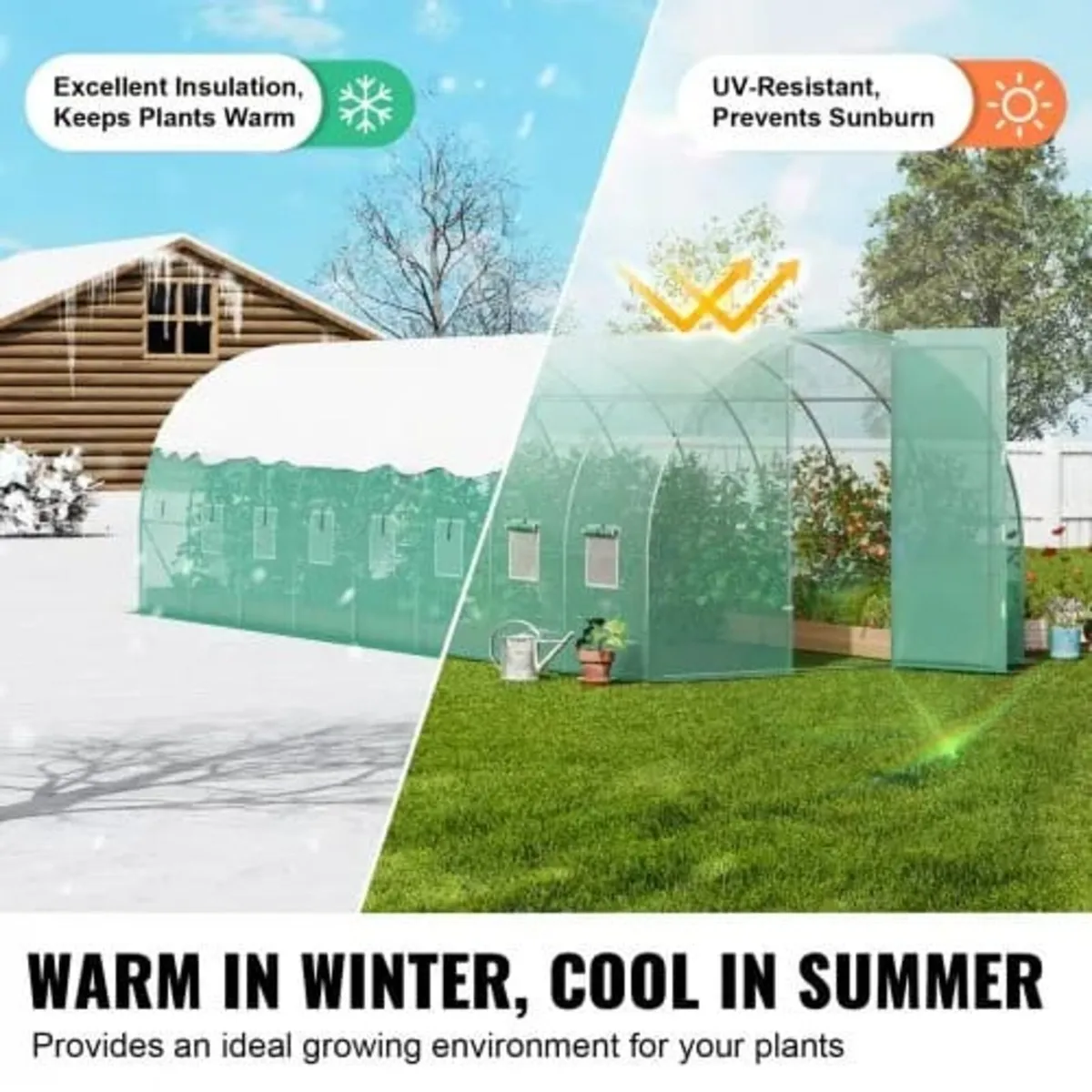Walk-in Tunnel Greenhouse, 27.4x9.5x7.4 ft Hoop Ho - Image 2