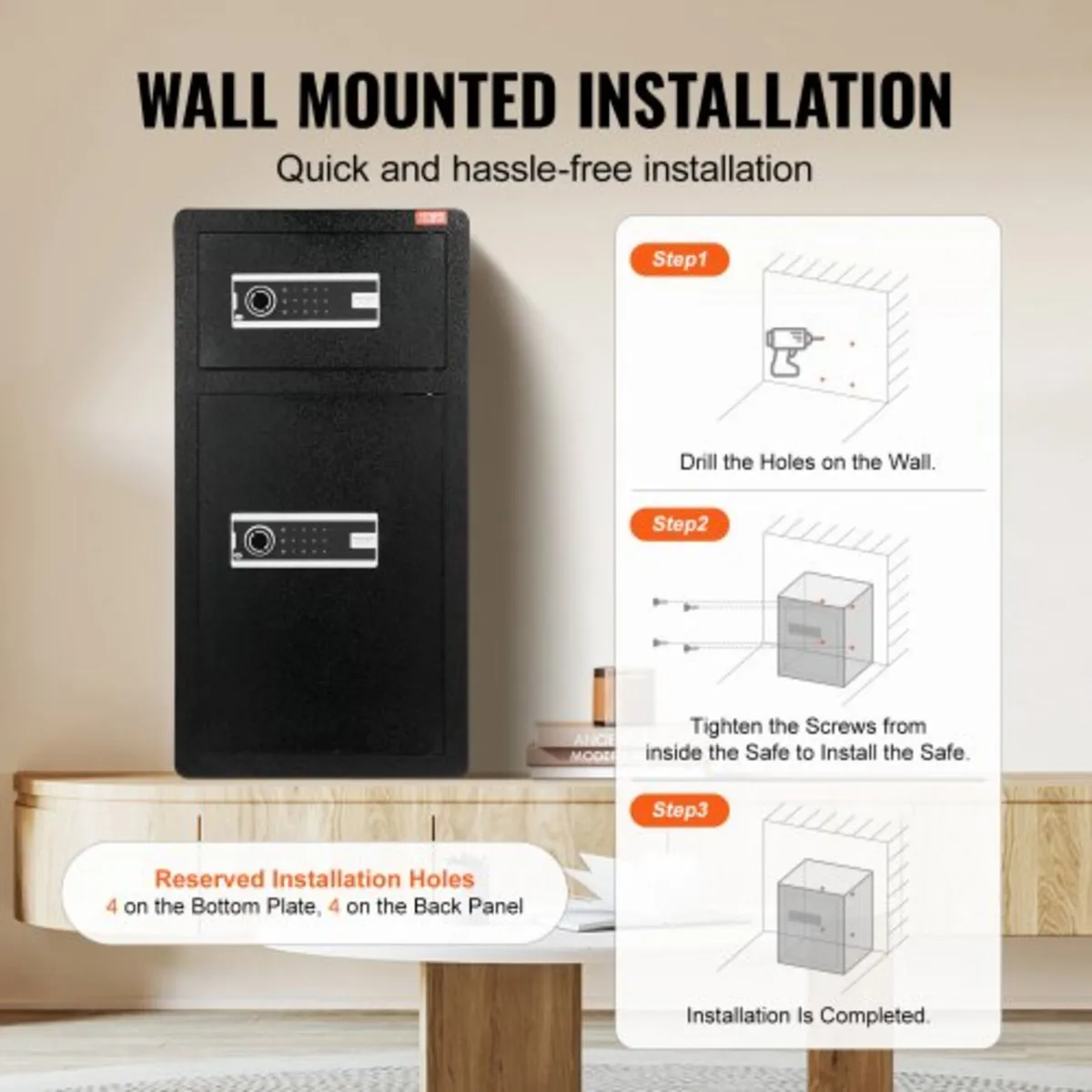 Double Doors 5.5 cu.ft Safe Box with Key Lock & Pa - Image 4
