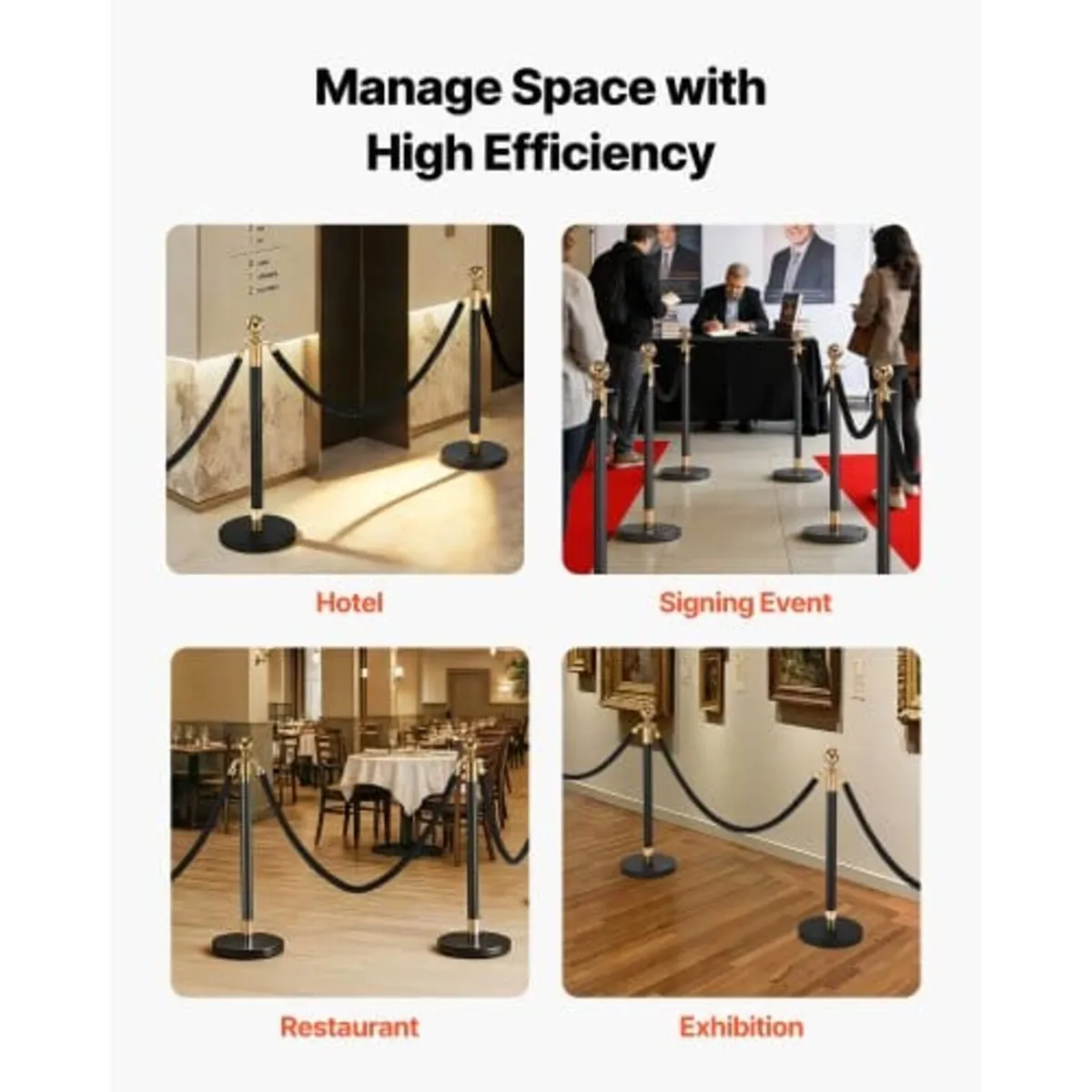 Stanchion Post, 8 Pcs Crowd Control Barrier Set wi - Image 4