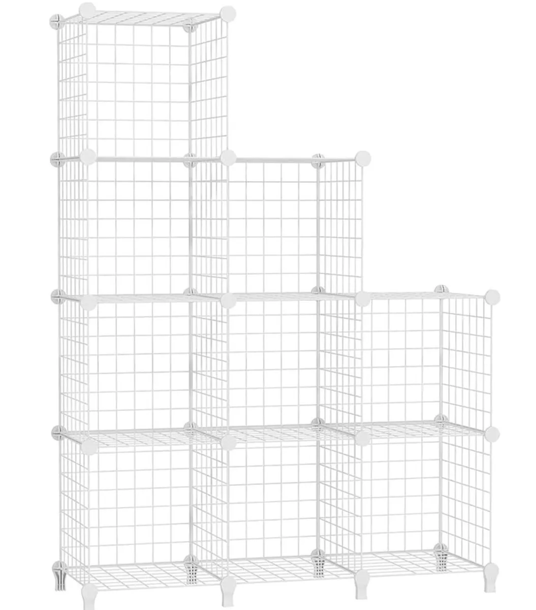 IKEA Ladder & White Modular Grid Storage Lot - Image 1