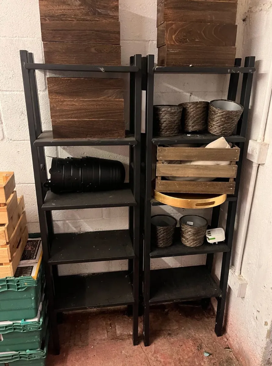 IKEA Ladder & White Modular Grid Storage Lot - Image 2