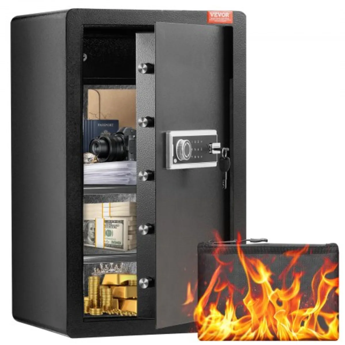 Single Door 4.0 cu.ft Safe Box with Key Lock & Pas - Image 1