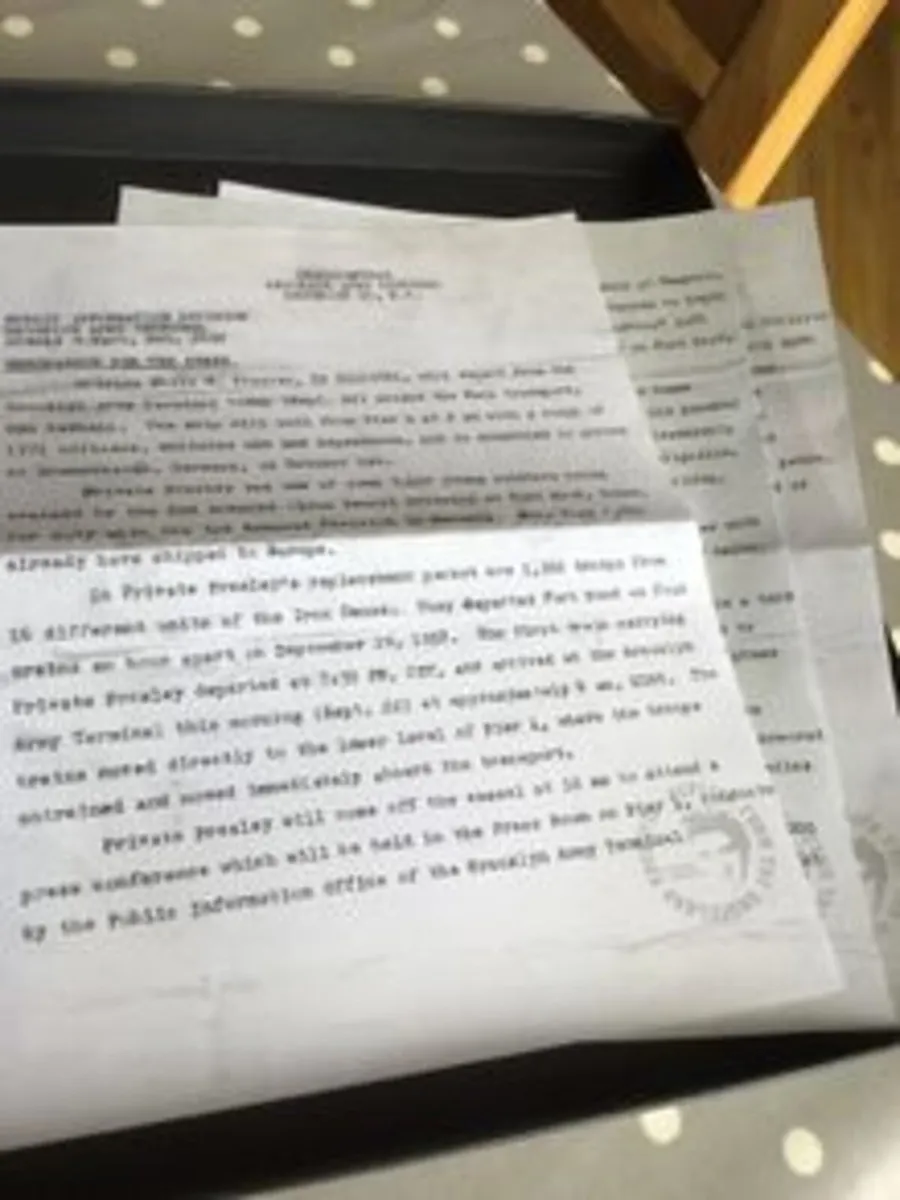 Elvis Memorabilia - 3 Page US Army Press Release
