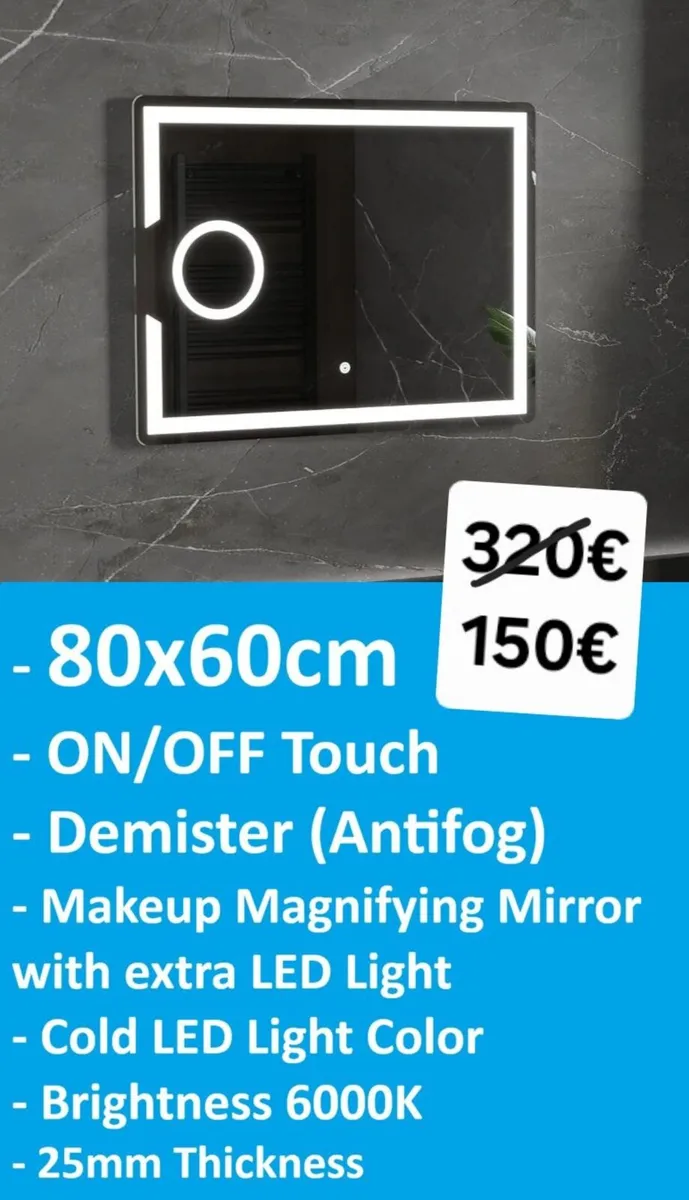 LED Bathroom Mirror Antifog Demister Cold Light - Image 2