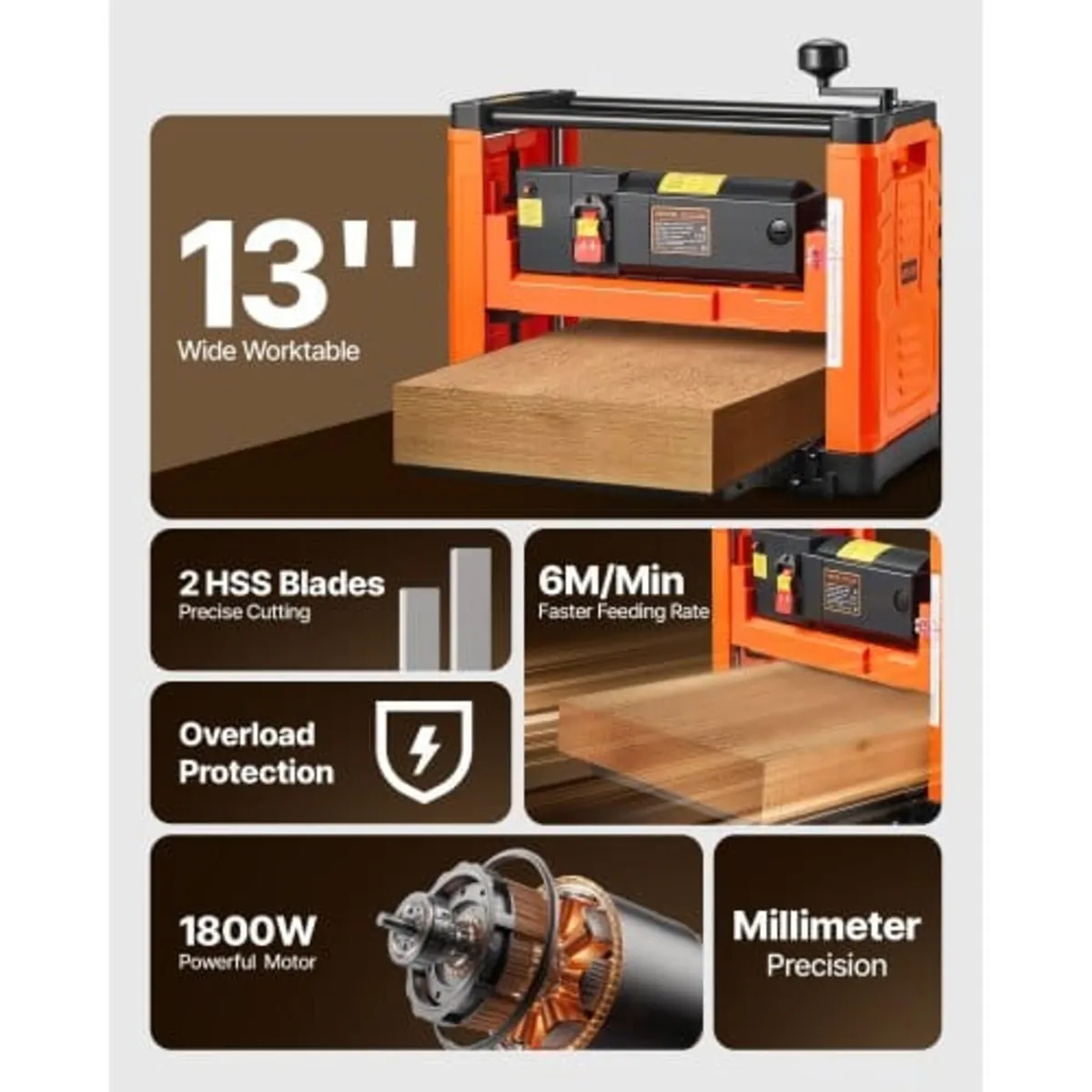 Thickness Planer, Two-Blade, 330 mm Width Worktabl - Image 3