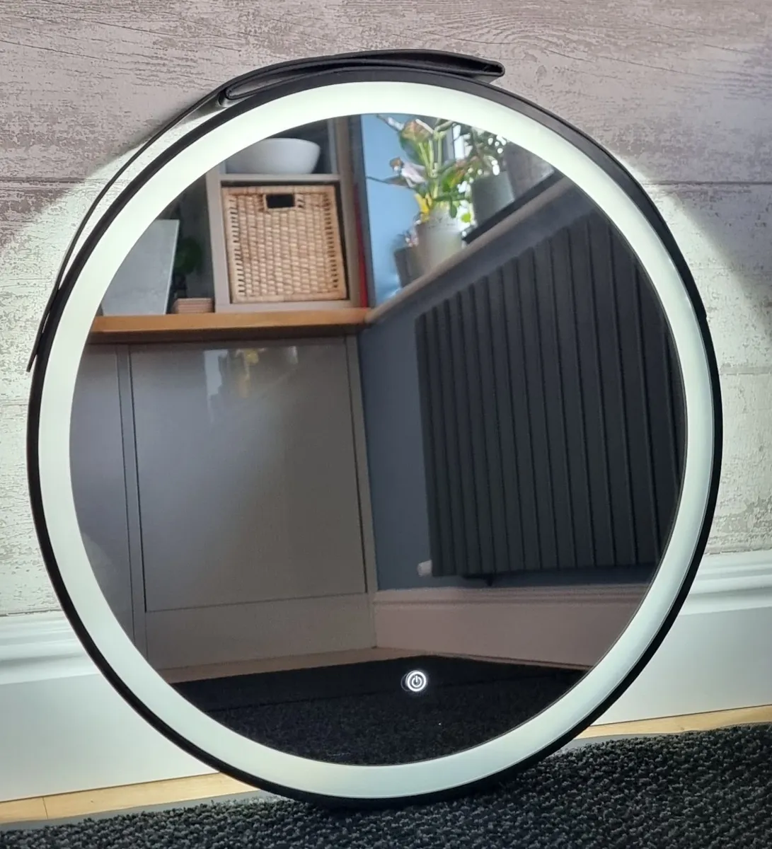 LED Bathroom Mirror Black Frame Strap Defogger - Image 3