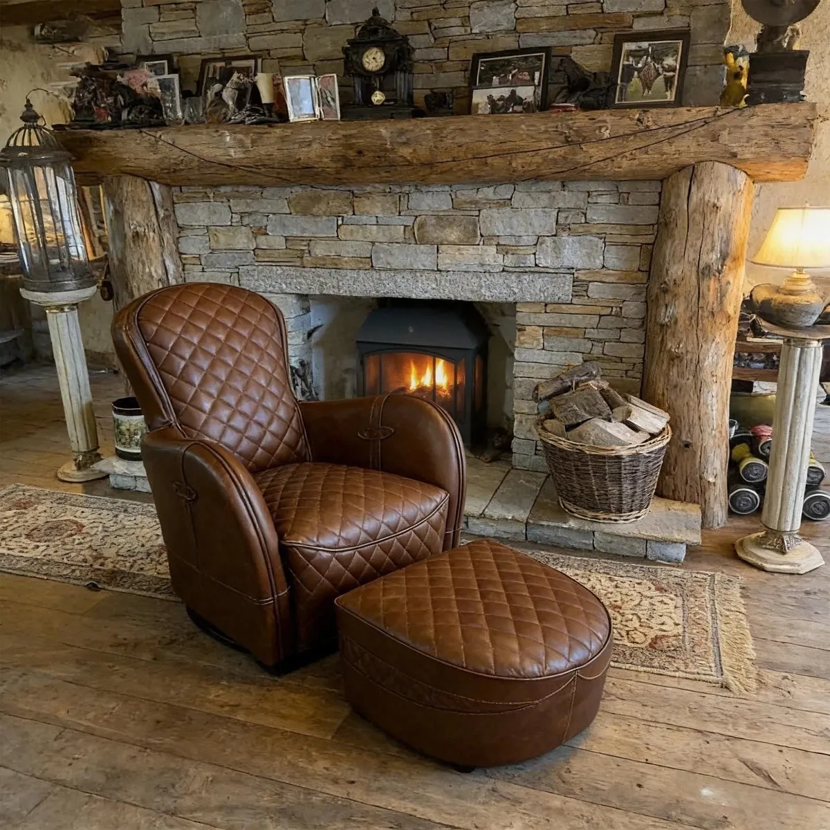 Leather Recliner and Foot Stool - Image 3