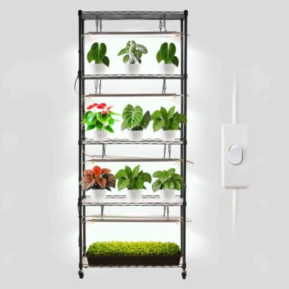 DIY Plant Shelf with Grow Lights, 180cm Tall Indoo - Image 1