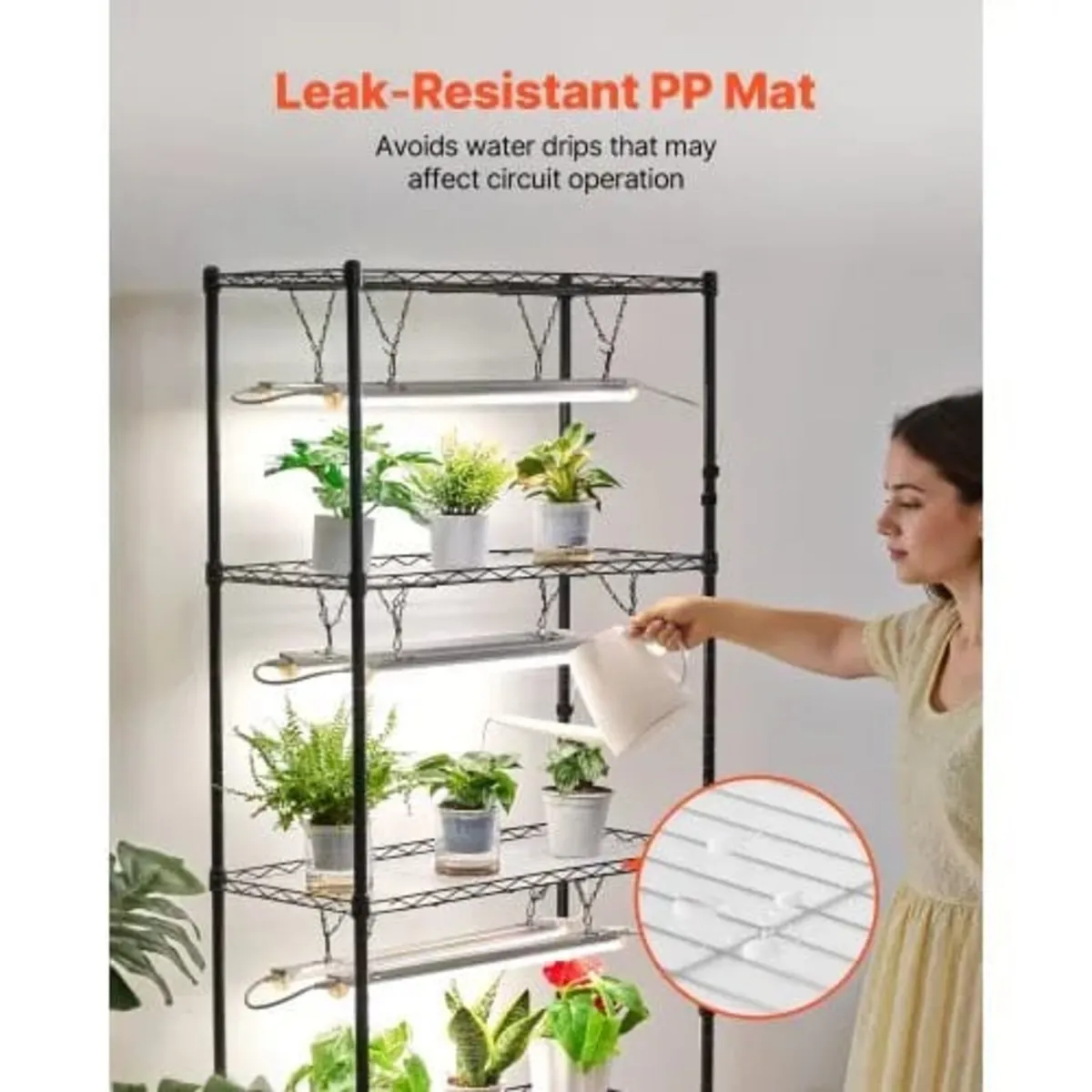 DIY Plant Shelf with Grow Lights, 180cm Tall Indoo - Image 4